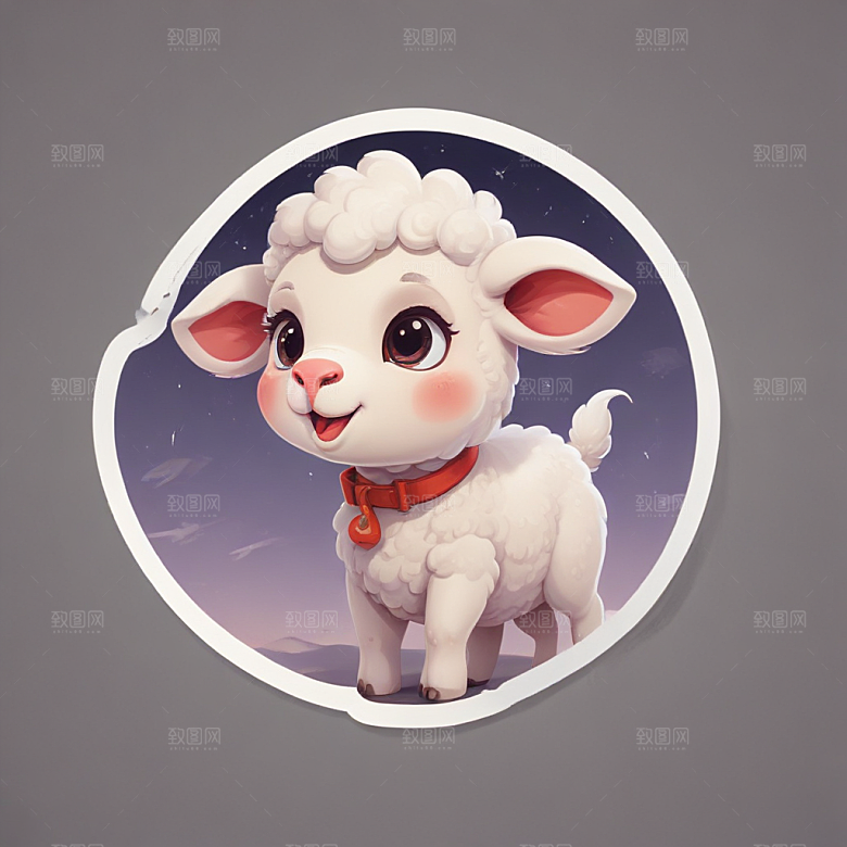 一份羊排插画卡通风格贴纸