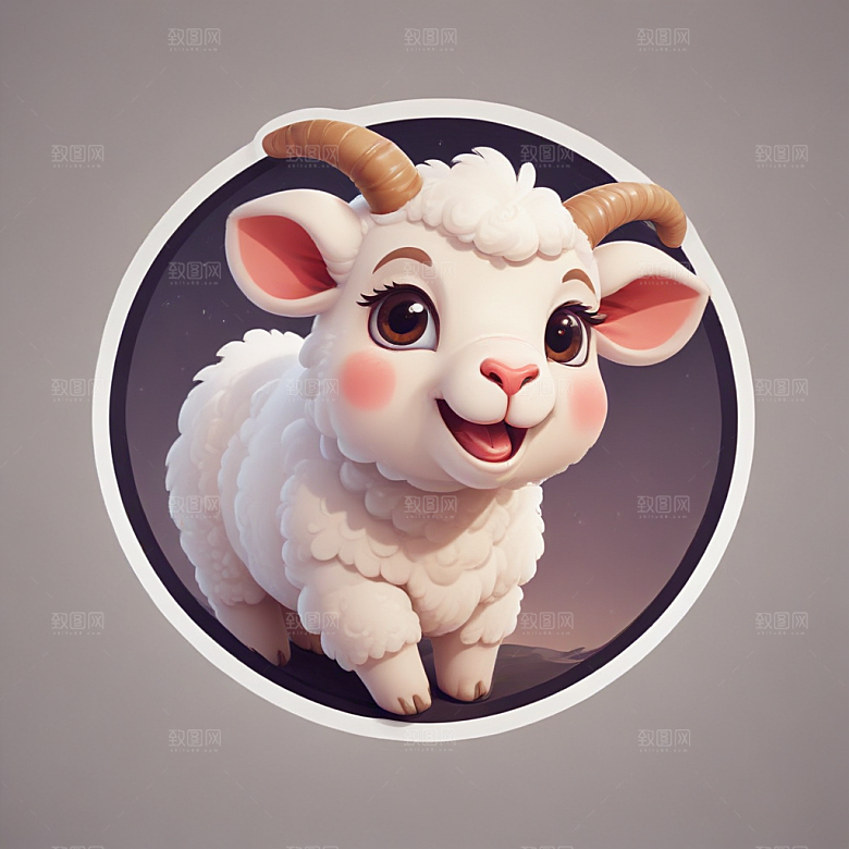 一份羊排插画卡通风格贴纸