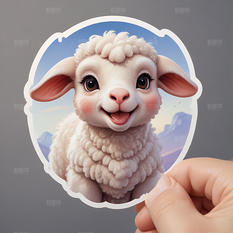 一份羊排插画卡通风格贴纸