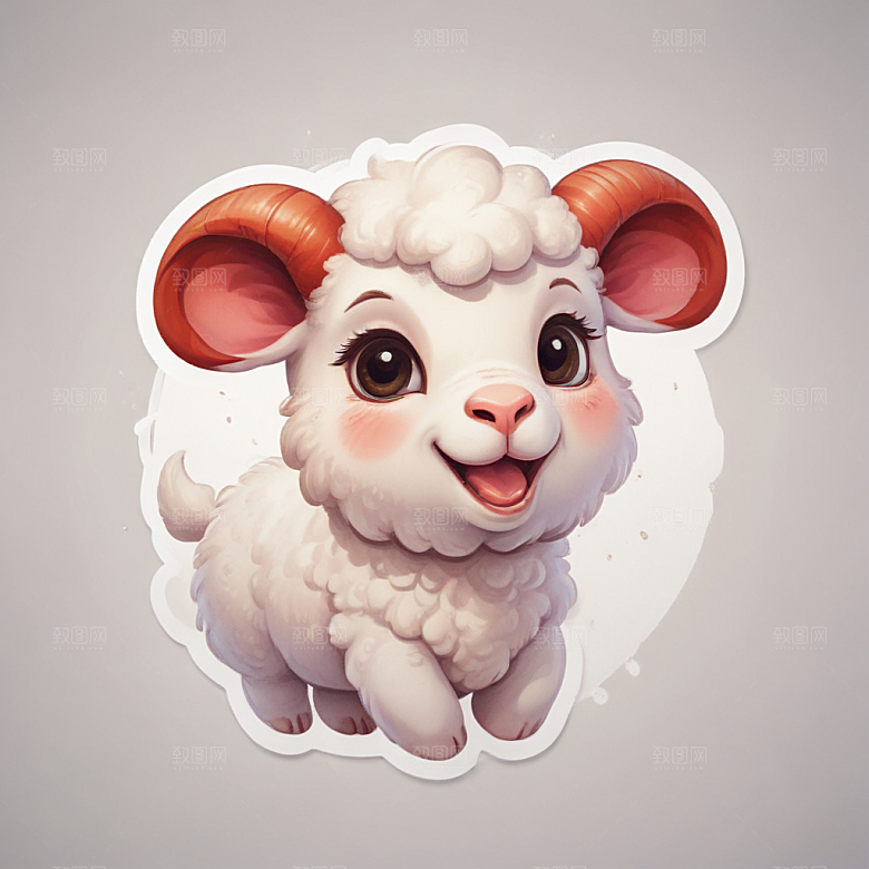 一份羊排插画卡通风格贴纸
