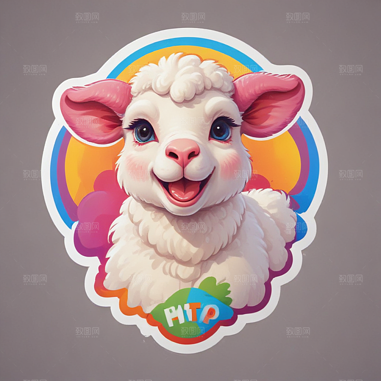 一份羊排插画卡通风格贴纸