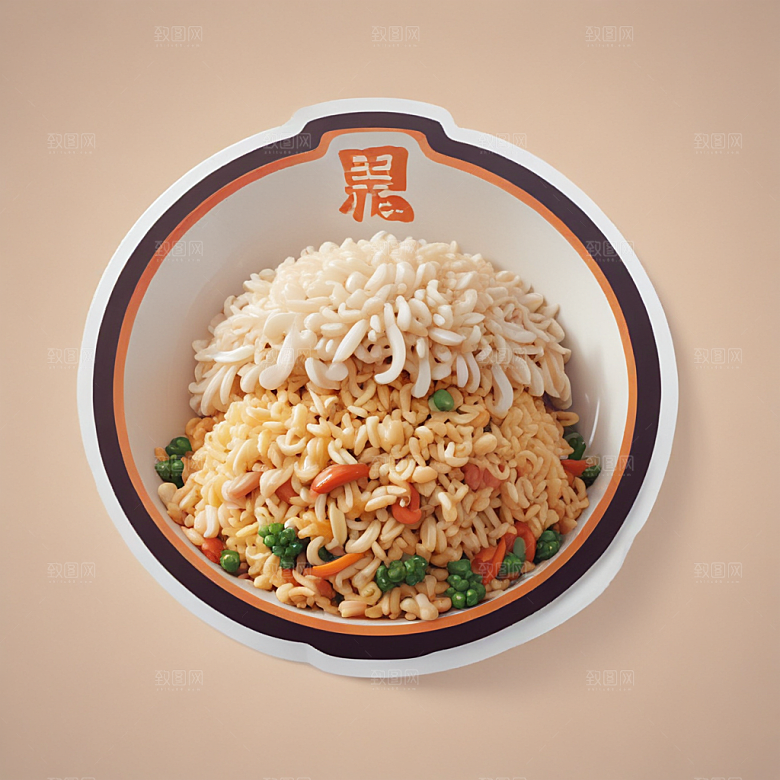 一份扬州炒饭插画卡通风格贴纸