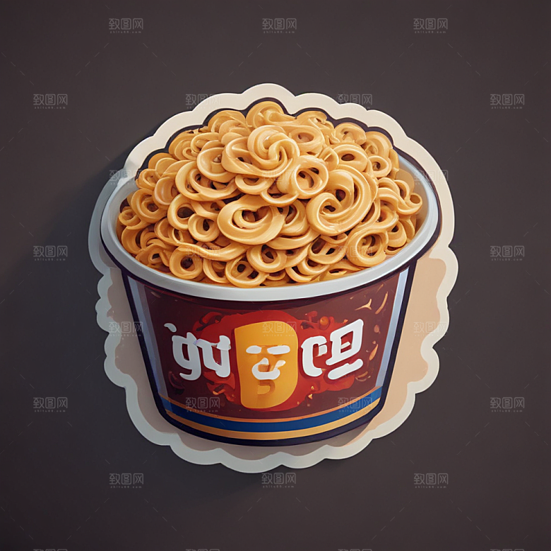 一包泡面插画卡通风格贴纸
