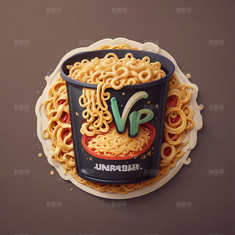 一包泡面插画卡通风格贴纸