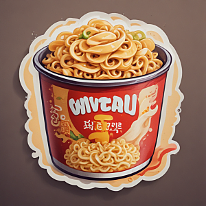 一包泡面插画卡通风格贴纸