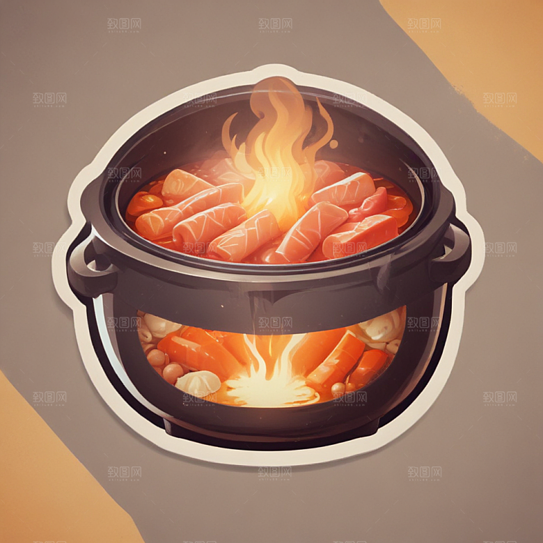 一袋火锅底料插画卡通风格贴纸