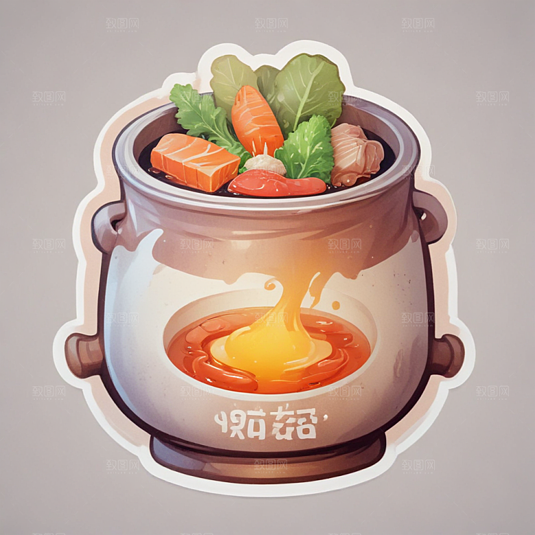 一袋火锅底料插画卡通风格贴纸