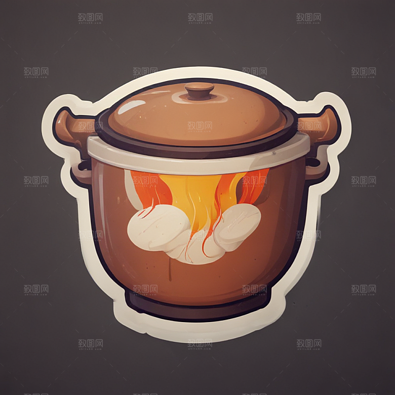 一袋火锅底料插画卡通风格贴纸