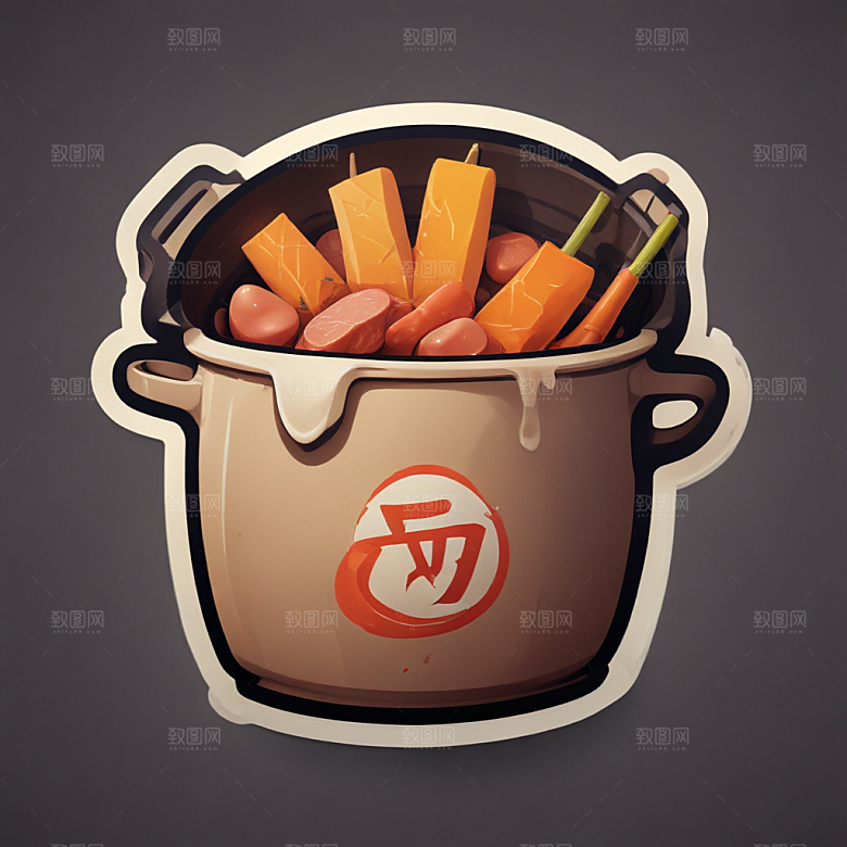 一袋火锅底料插画卡通风格贴纸