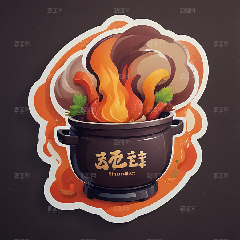 一袋火锅底料插画卡通风格贴纸
