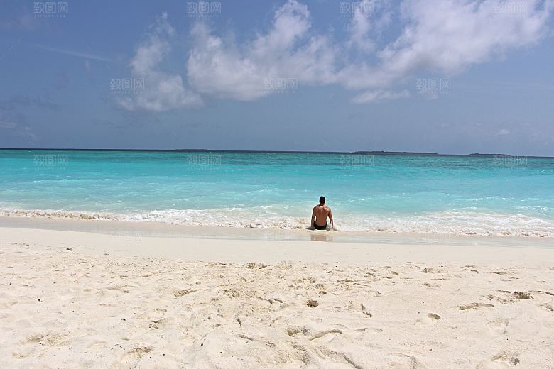 高清海景海滩沙滩海边大海蓝色海洋壁纸素材