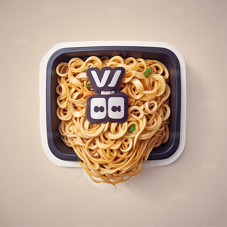 一份拌面插画卡通风格贴纸