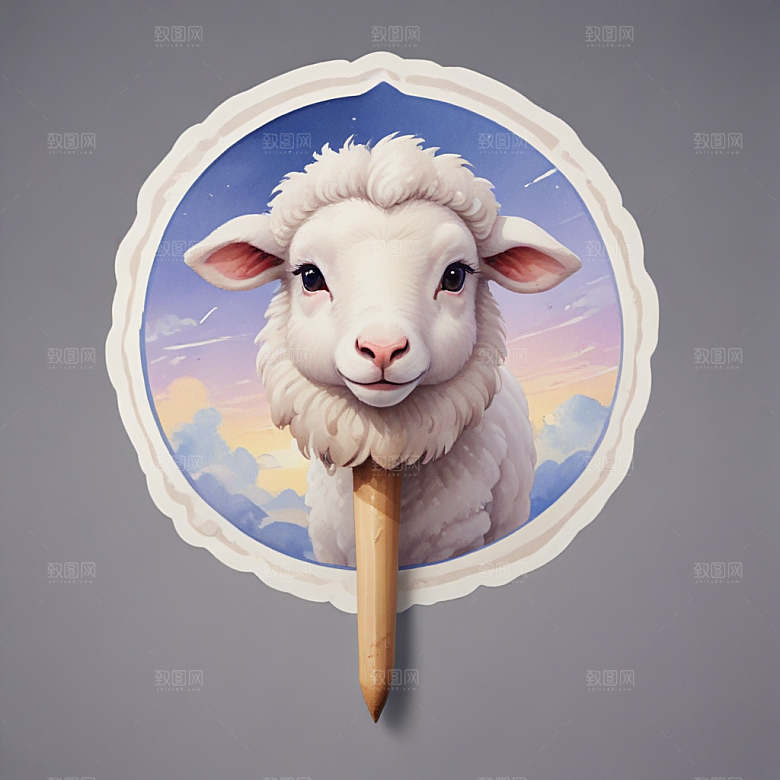 一串羊肉串插画卡通风格贴纸