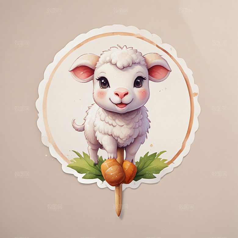 一串羊肉串插画卡通风格贴纸