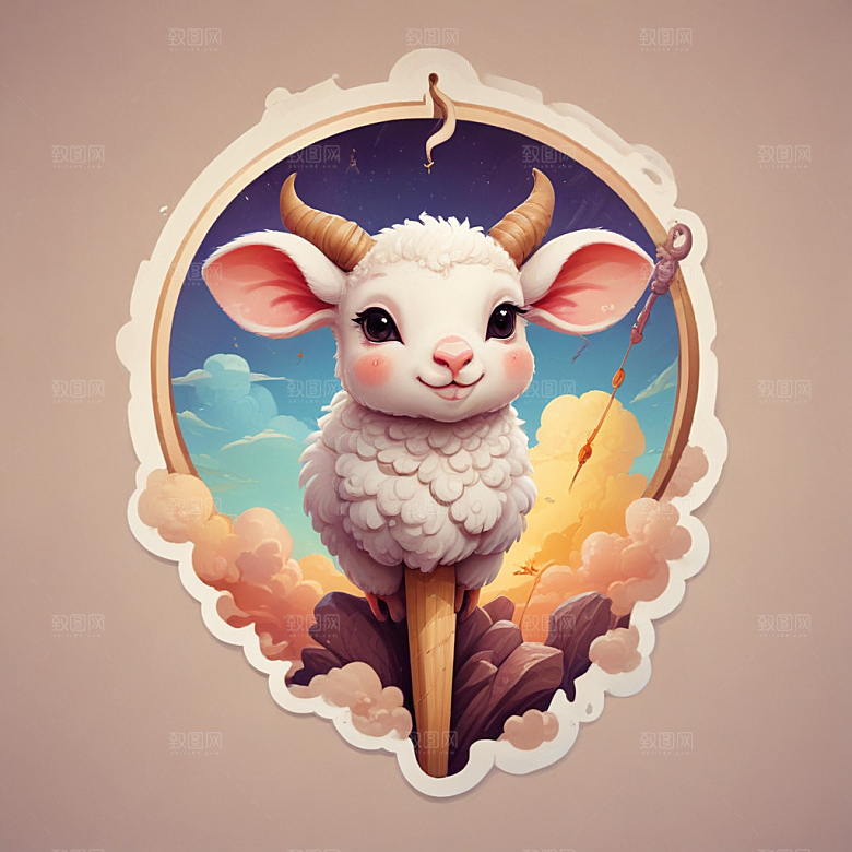一串羊肉串插画卡通风格贴纸