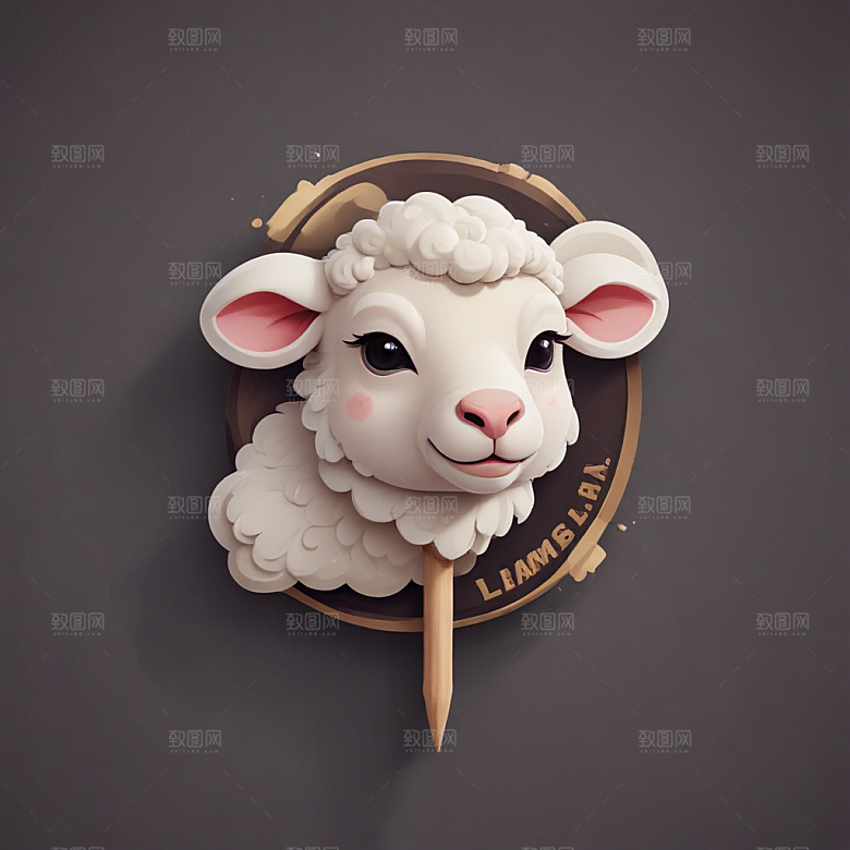 一串羊肉串插画卡通风格贴纸