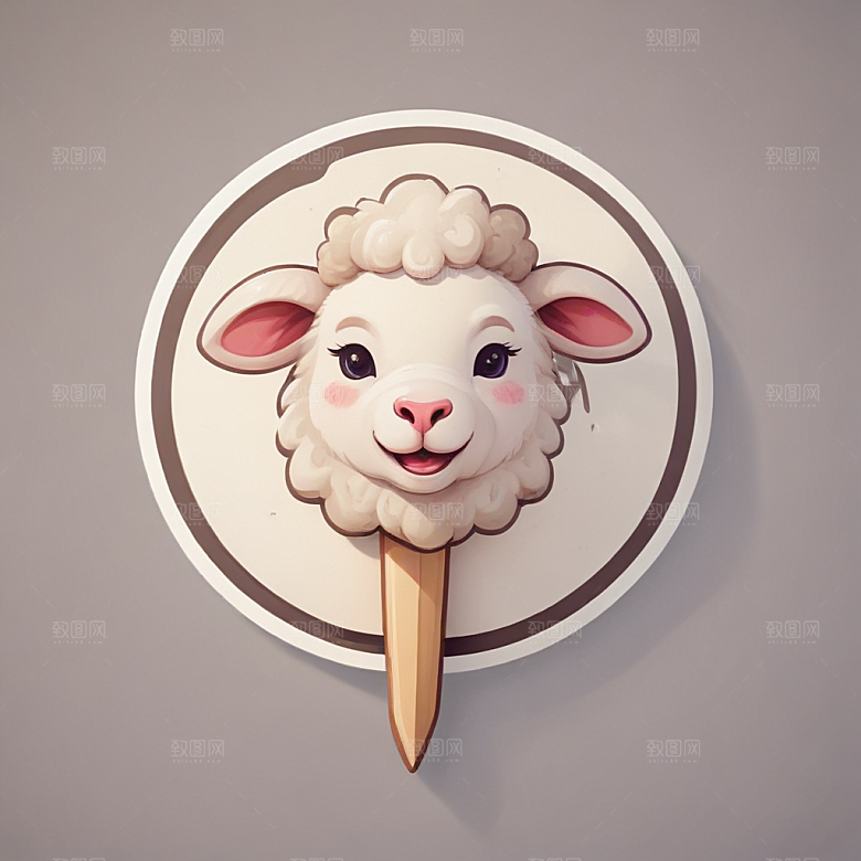 一串羊肉串插画卡通风格贴纸