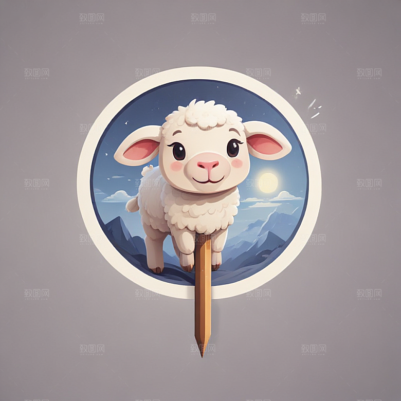 一串羊肉串插画卡通风格贴纸