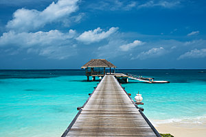 美丽的海滩水平房马尔代夫