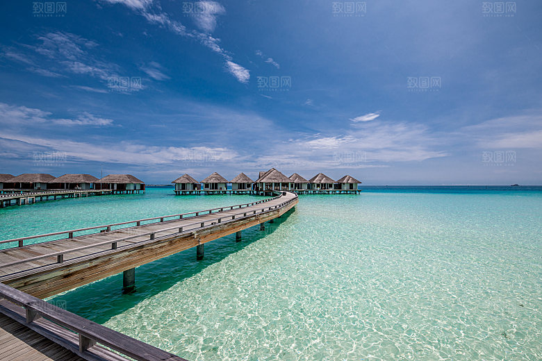 美丽的海滩水平房马尔代夫