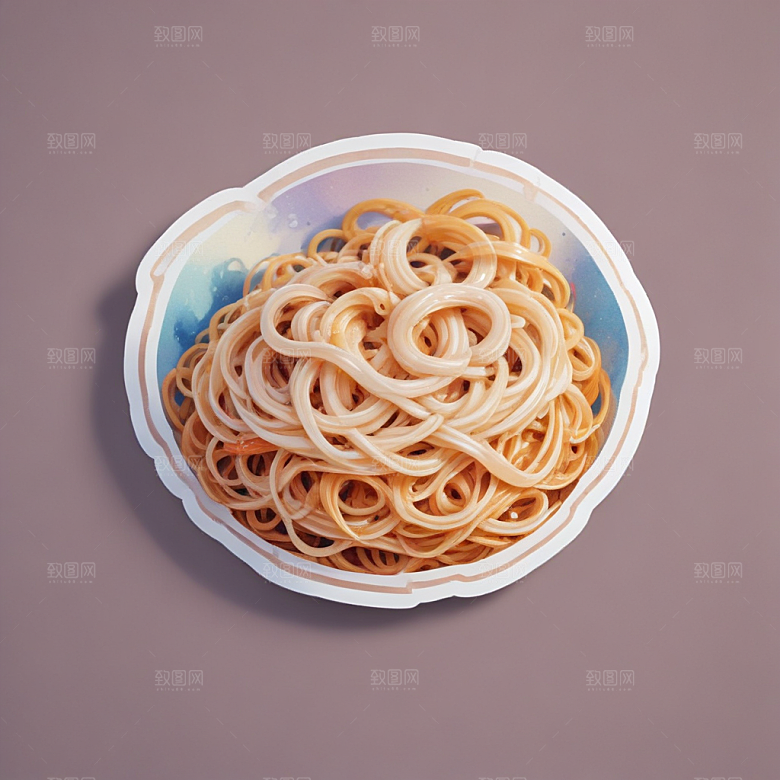 一份粉条插画卡通风格贴纸