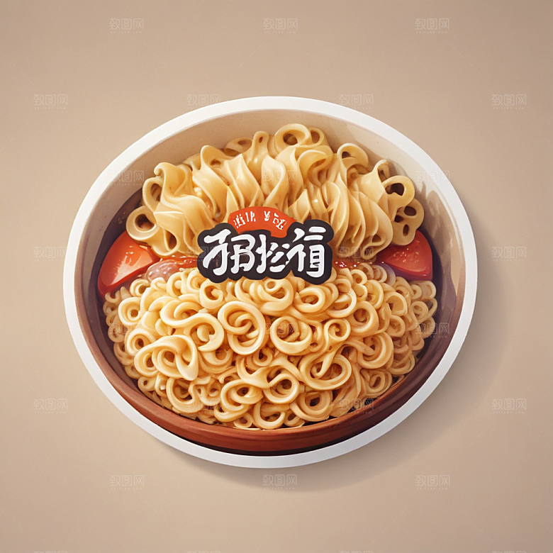 一份热干面插画卡通风格贴纸