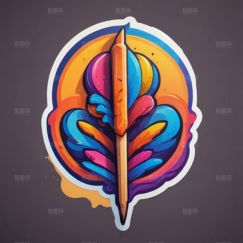 一串烤串插画卡通风格贴纸