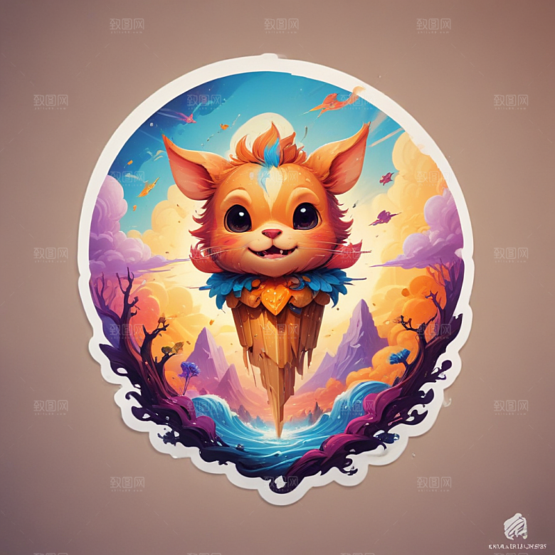 一串烤串插画卡通风格贴纸