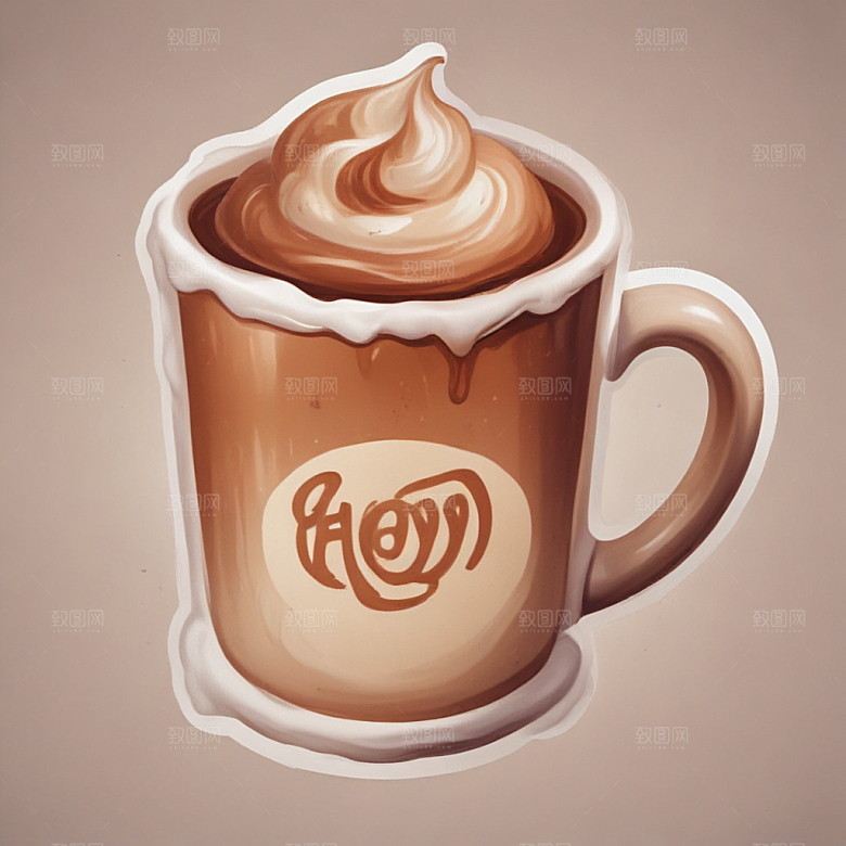 一杯热巧克力插画卡通风格贴纸
