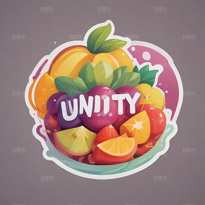 一份水果沙拉插画卡通风格贴纸