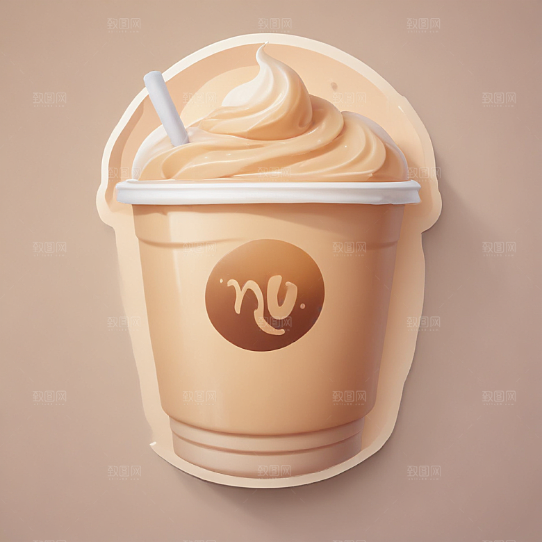 一杯奶茶插画卡通风格贴纸