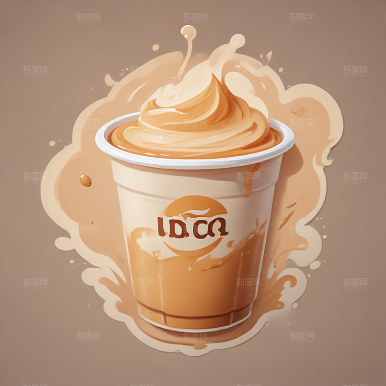 一杯奶茶插画卡通风格贴纸