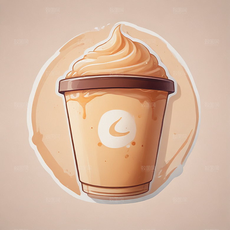 一杯奶茶插画卡通风格贴纸