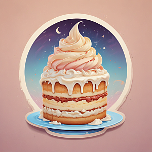一块奶油蛋糕插画卡通风格贴纸