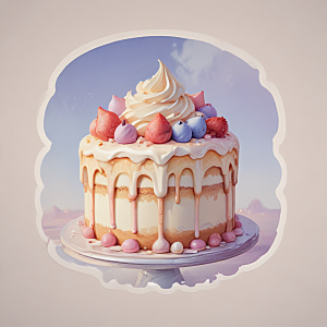 一块奶油蛋糕插画卡通风格贴纸