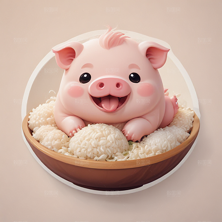 一碗鲁肉饭插画卡通风格贴纸