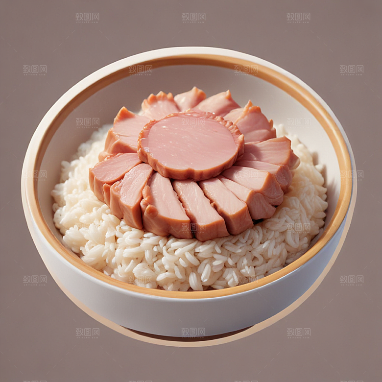 一碗鲁肉饭插画卡通风格贴纸