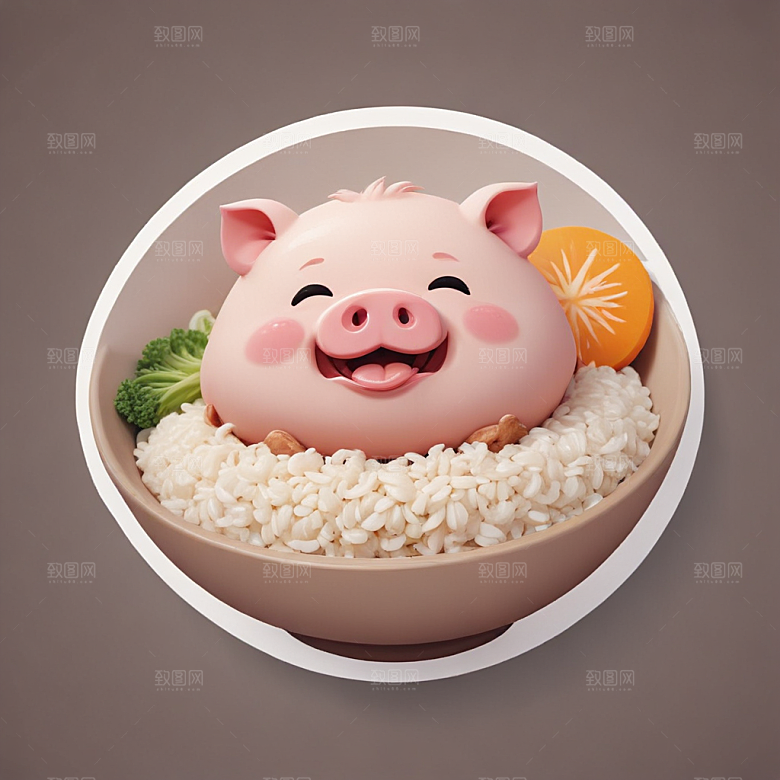 一碗鲁肉饭插画卡通风格贴纸