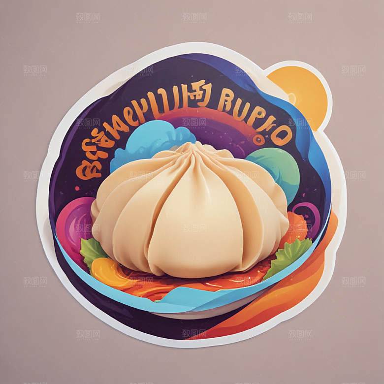 一张饺子皮插画卡通风格贴纸