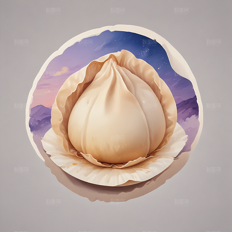 一张饺子皮插画卡通风格贴纸