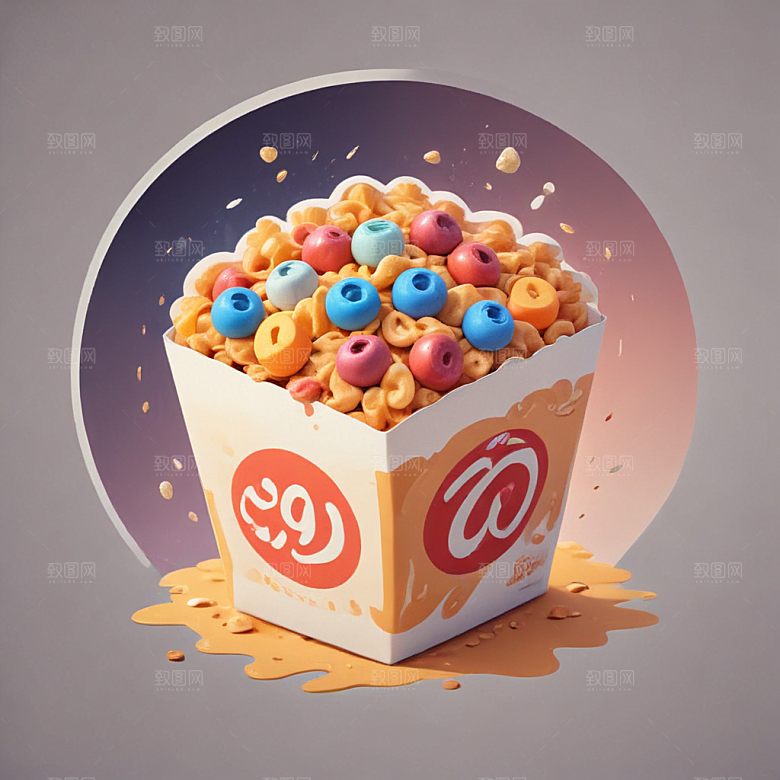 一盒麦片插画卡通风格贴纸