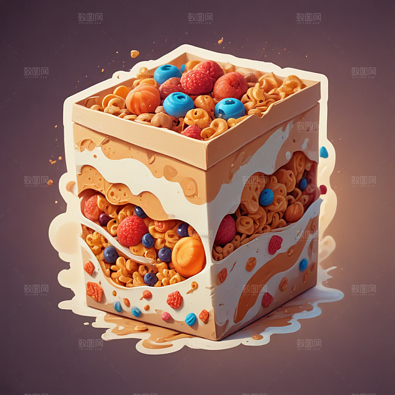 一盒麦片插画卡通风格贴纸