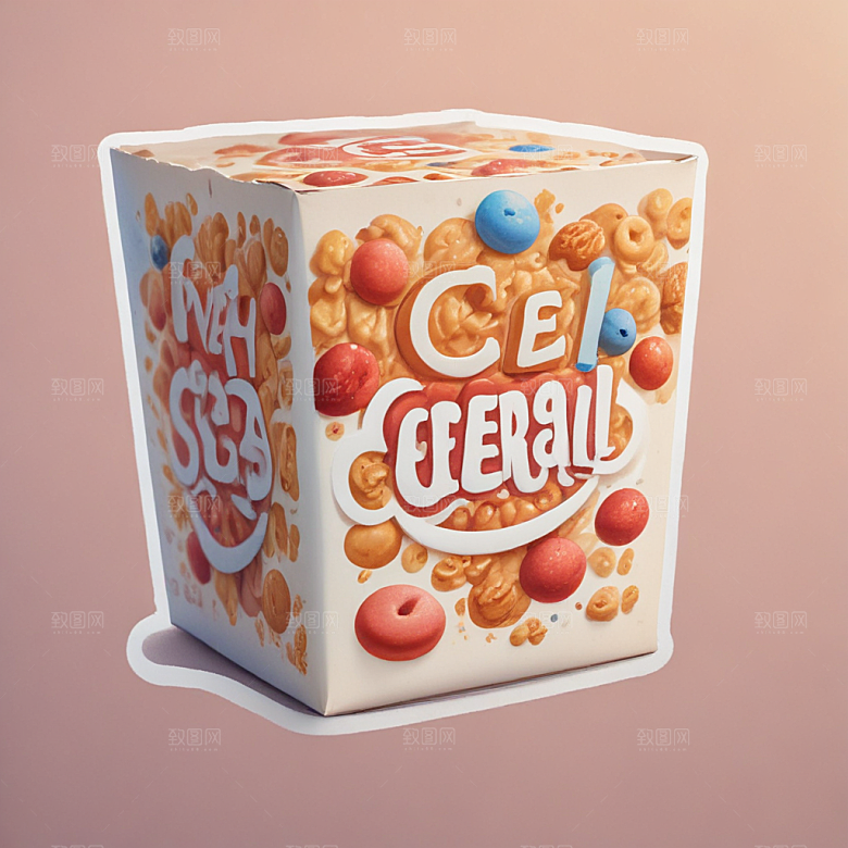 一盒麦片插画卡通风格贴纸