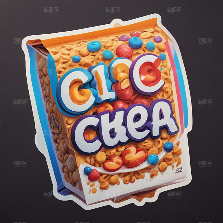 一盒麦片插画卡通风格贴纸