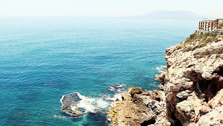 4K高清海景海滩沙滩海边峭壁壁纸素材