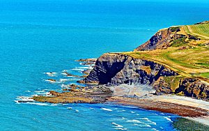 4K高清海景海滩沙滩海边峭壁壁纸素材