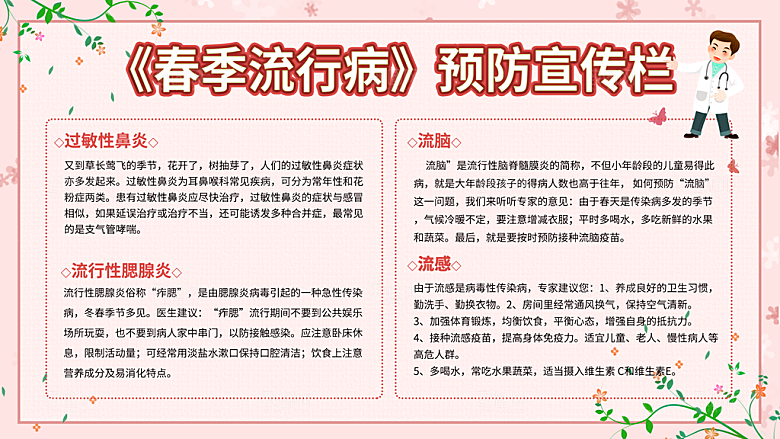 春季流行病预防宣传栏