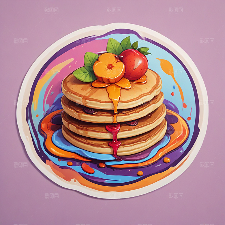 一份煎饼果子插画卡通风格贴纸