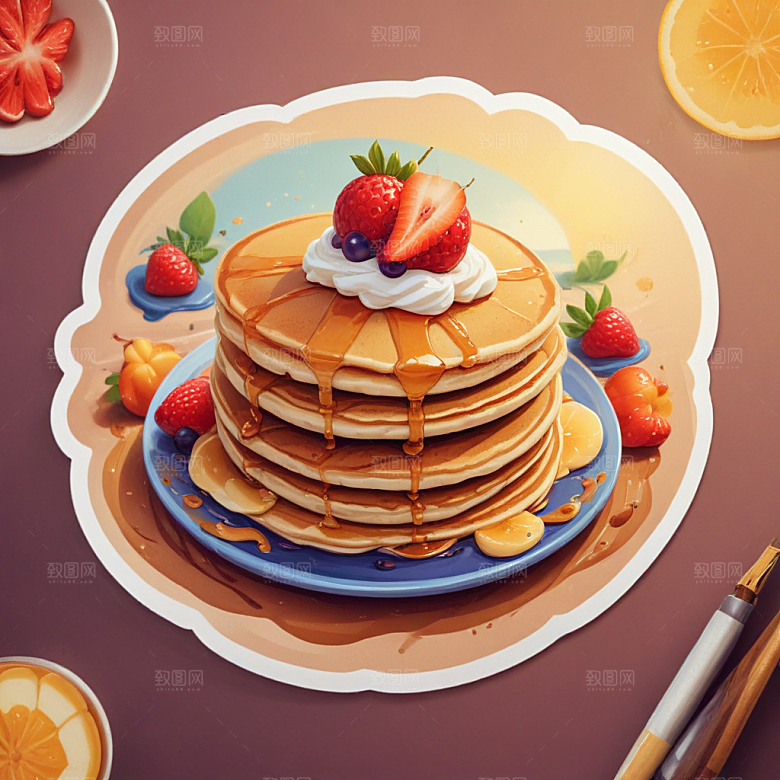 一份煎饼果子插画卡通风格贴纸