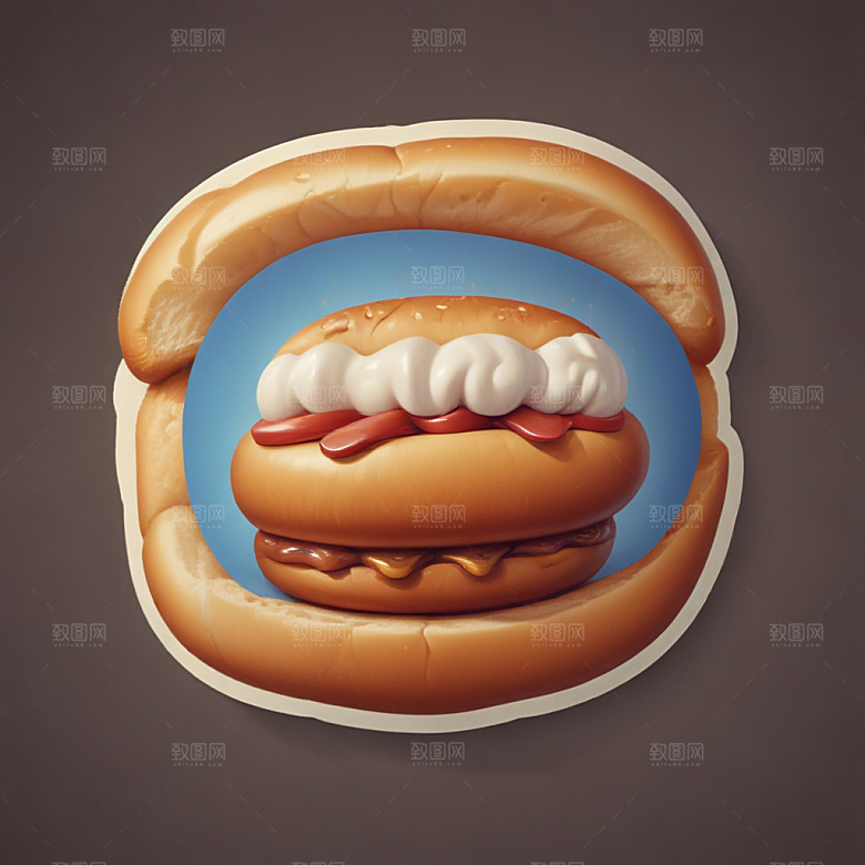 一个热狗面包插画卡通风格贴纸